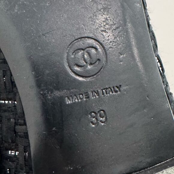 Chanel Ballerina Ribbon Tweed Cap Toe Ballet Flats In Black EU 39 - Picture 7 of 8